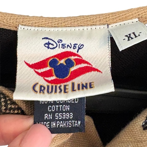 Disney Cruise Line Vintage Mens Black Tan Polo Size XL - Picture 3 of 6